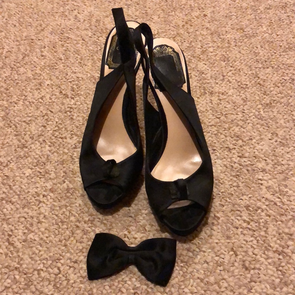 Christian Dior bonus Bow DIY black satin SZ 6 1/2